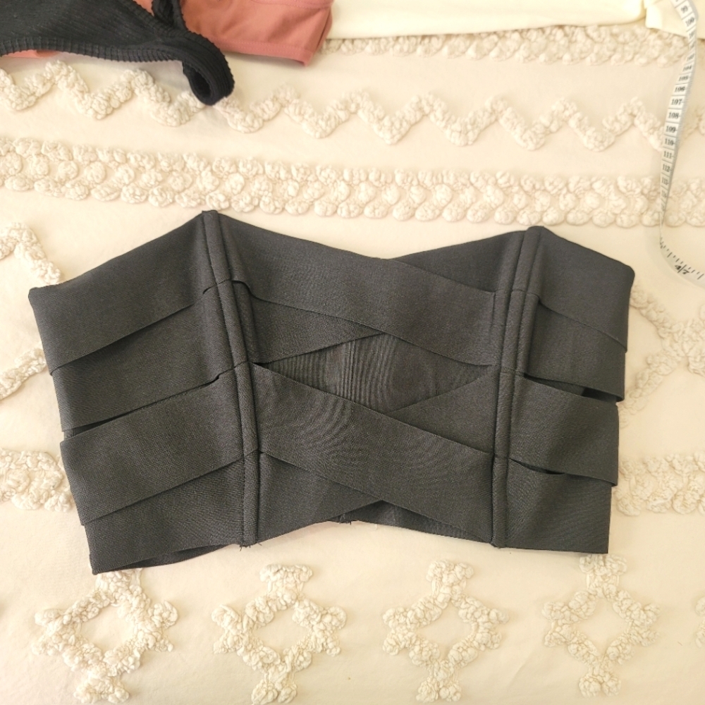 ANGL Black Strapless Bandage Bandeau  Bustier  size Medium